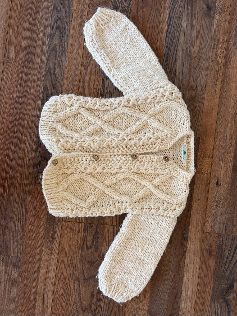 Chunky Cable Knit Cream Button-Front Women's Sweater